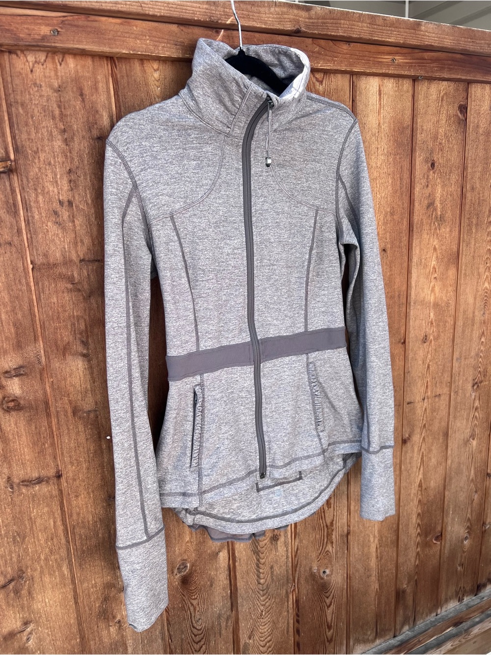 lululemon athletica Heather Gray Peplum Track Jacket - Picture 3 of 14